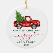 Calligrafie Unser Verlobter Weihnachtsrottwagen Keramik Ornament (Hinten)