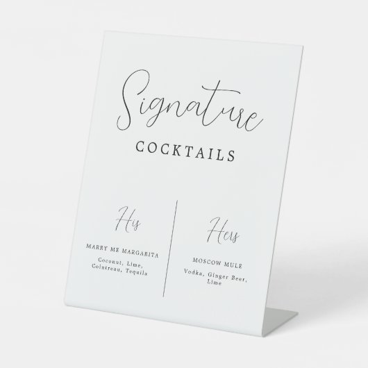 Calligrafie Wedding Signature Cocktail Bar Sockelschild (Vorderseite)