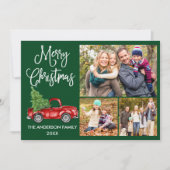 Calligrafie Weihnachten Red Truck 3 Foto Grün (Vorderseite)