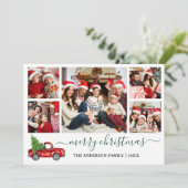 Calligrafie Weihnachten Red Truck 5 Foto Grün (Stehend Vorderseite)