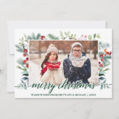 Calligrafie Weihnachtsgrün Grünes Foto Feiertagskarte (Vorderseite)
