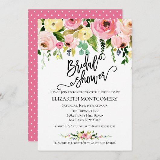 Calligrafisches Brautparty Einladung (Vorne/Hinten)