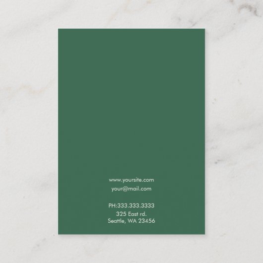 Calligrafisches Elfenbeingrün, Blütendarstellung Visitenkarte (Rückseite)