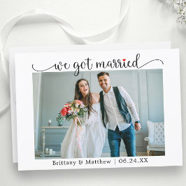 Calligrafisches Rotes Herz Wir Got Verheiratete Fo Ankündigung