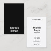 Calligrafisches Skript Klassischer Schwarz-weißer Visitenkarte (Vorne/Hinten)