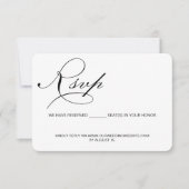 Calligrafisches Skript Reservierte Website zur Hoc RSVP Karte (Vorderseite)