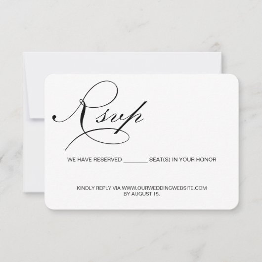 Calligrafisches Skript Reservierte Website zur Hoc RSVP Karte (Vorderseite)