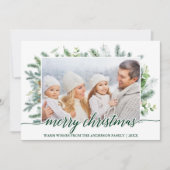 Calligrafisches Weihnachtskieferngebirge Foto Feiertagskarte (Vorderseite)