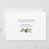 Calligrafisches Weihnachtskieferngebirge Foto Feiertagskarte (Rückseite)