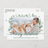 Calligrafisches Weihnachtskieferngebirge Foto Postkarte (Vorne/Hinten)