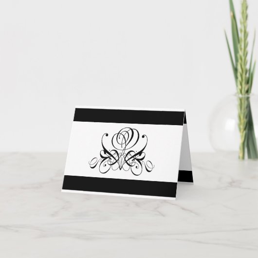 Calligrafy Black Rose Wedding Dankeskarte (Vorderseite)