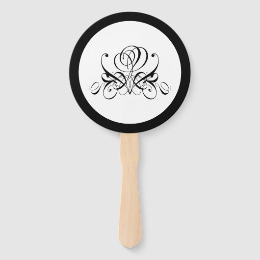 Calligrafy Black Rose Wedding Fächer (Vorderseite)