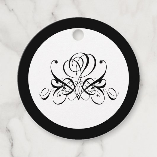 Calligrafy Black Rose Wedding Geschenkanhänger (Vorderseite)