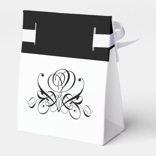 Calligrafy Black Rose Wedding Geschenkschachtel (Rückseite)