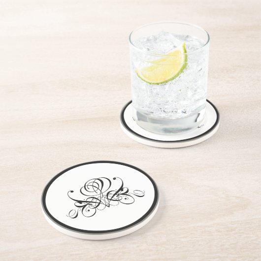 Calligrafy Black Rose Wedding Getränkeuntersetzer (Seite)