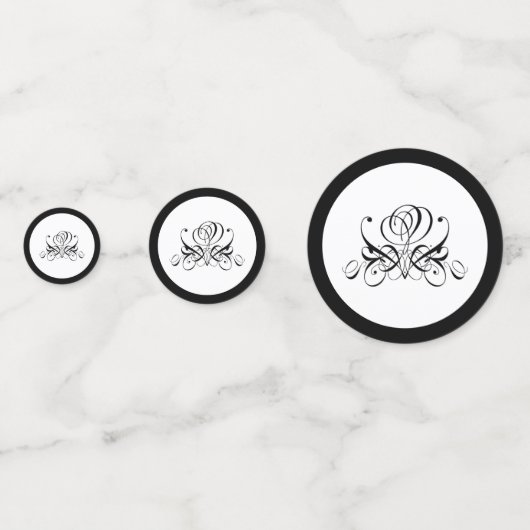 Calligrafy Black Rose Wedding Konfetti (Vorderseiten)