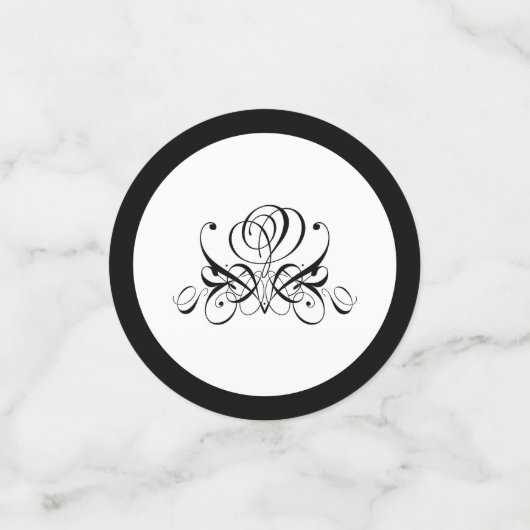 Calligrafy Black Rose Wedding Konfetti (Klein Vorderseite)