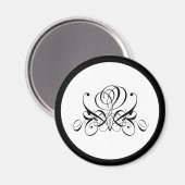 Calligrafy Black Rose Wedding Magnet (Vorderseite/Rückseite)