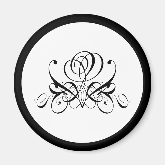 Calligrafy Black Rose Wedding Magnet (Vorne)