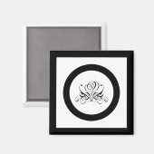 Calligrafy Black Rose Wedding Magnet (Vorderseite/Rückseite)