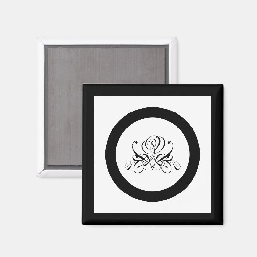 Calligrafy Black Rose Wedding Magnet (Vorderseite/Rückseite)