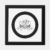 Calligrafy Black Rose Wedding Magnet (Vorne)