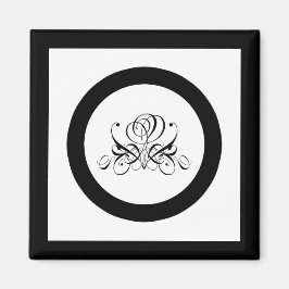 Calligrafy Black Rose Wedding Magnet