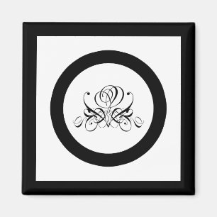Calligrafy Black Rose Wedding Magnet