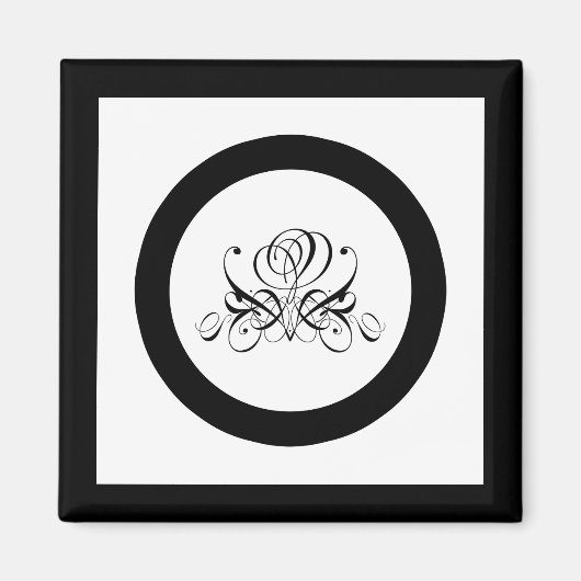 Calligrafy Black Rose Wedding Magnet (Vorne)