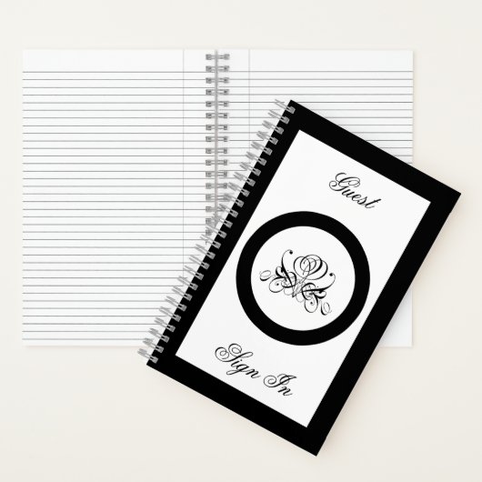 Calligrafy Black Rose Wedding Notizblock (Innen)