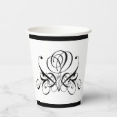 Calligrafy Black Rose Wedding Pappbecher (Rückseite)