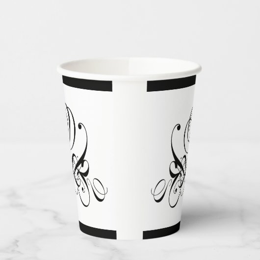 Calligrafy Black Rose Wedding Pappbecher (Links)