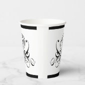 Calligrafy Black Rose Wedding Pappbecher (Rechts)