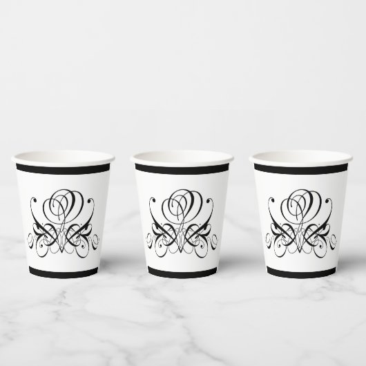 Calligrafy Black Rose Wedding Pappbecher (Multi)