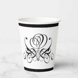 Calligrafy Black Rose Wedding Pappbecher