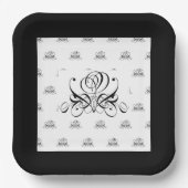Calligrafy Black Rose Wedding Pappteller (Vorderseite)