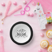 Calligrafy Black Rose Wedding Pappteller (Party)