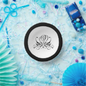 Calligrafy Black Rose Wedding Pappteller (Party)