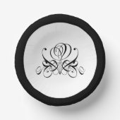 Calligrafy Black Rose Wedding Pappteller (Vorderseite)
