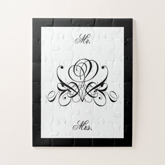 Calligrafy Black Rose Wedding Puzzle (Vertikal)