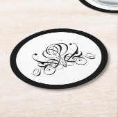 Calligrafy Black Rose Wedding Runder Pappuntersetzer (Angewinkelt)