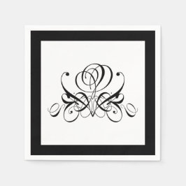 Calligrafy Black Rose Wedding Serviette