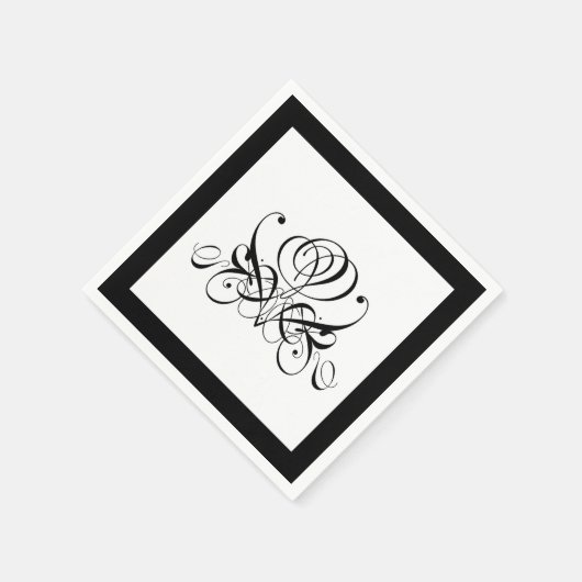 Calligrafy Black Rose Wedding Serviette (Ecke)