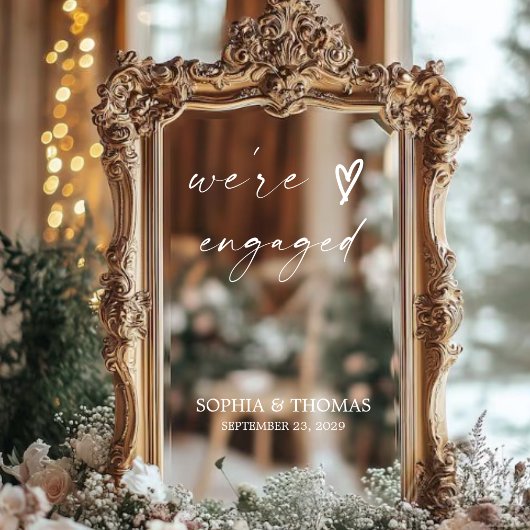 Calligrafy Engagement Party Verlobt Mirror Decal Fensteraufkleber
