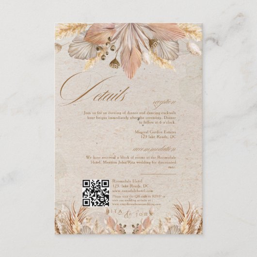 Calligrafy Fall Boho Script Hochzeitdetails Begleitkarte (Vorderseite)