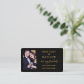 Calligrafy Foto Wedding Registry Gold Black Begleitkarte (Stehend Vorderseite)