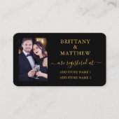 Calligrafy Foto Wedding Registry Gold Black Begleitkarte (Vorderseite)