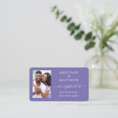Calligrafy Foto Wedding Registry Periwinkle Begleitkarte (Stehend Vorderseite)