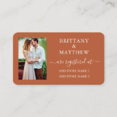 Calligrafy Foto Wedding Registry Terracotta Begleitkarte (Vorderseite)