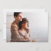 Calligrafy Foto Wedding Save the Date Card (Vorderseite)